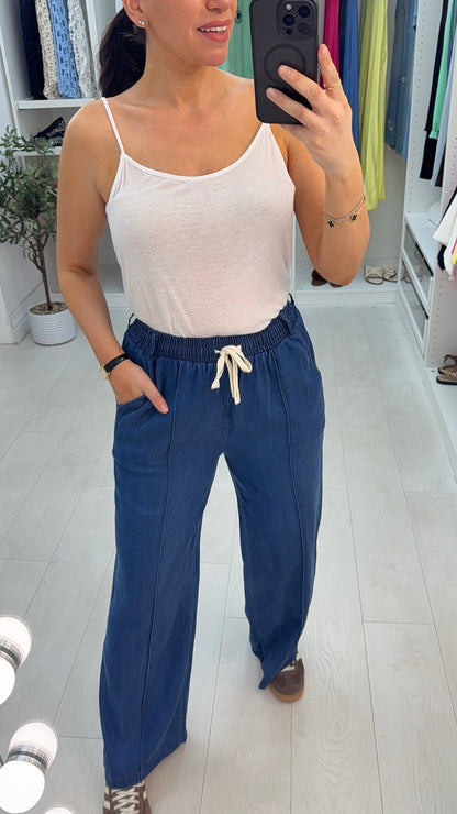 Loissa Wide Leg Soft Denim Trousers