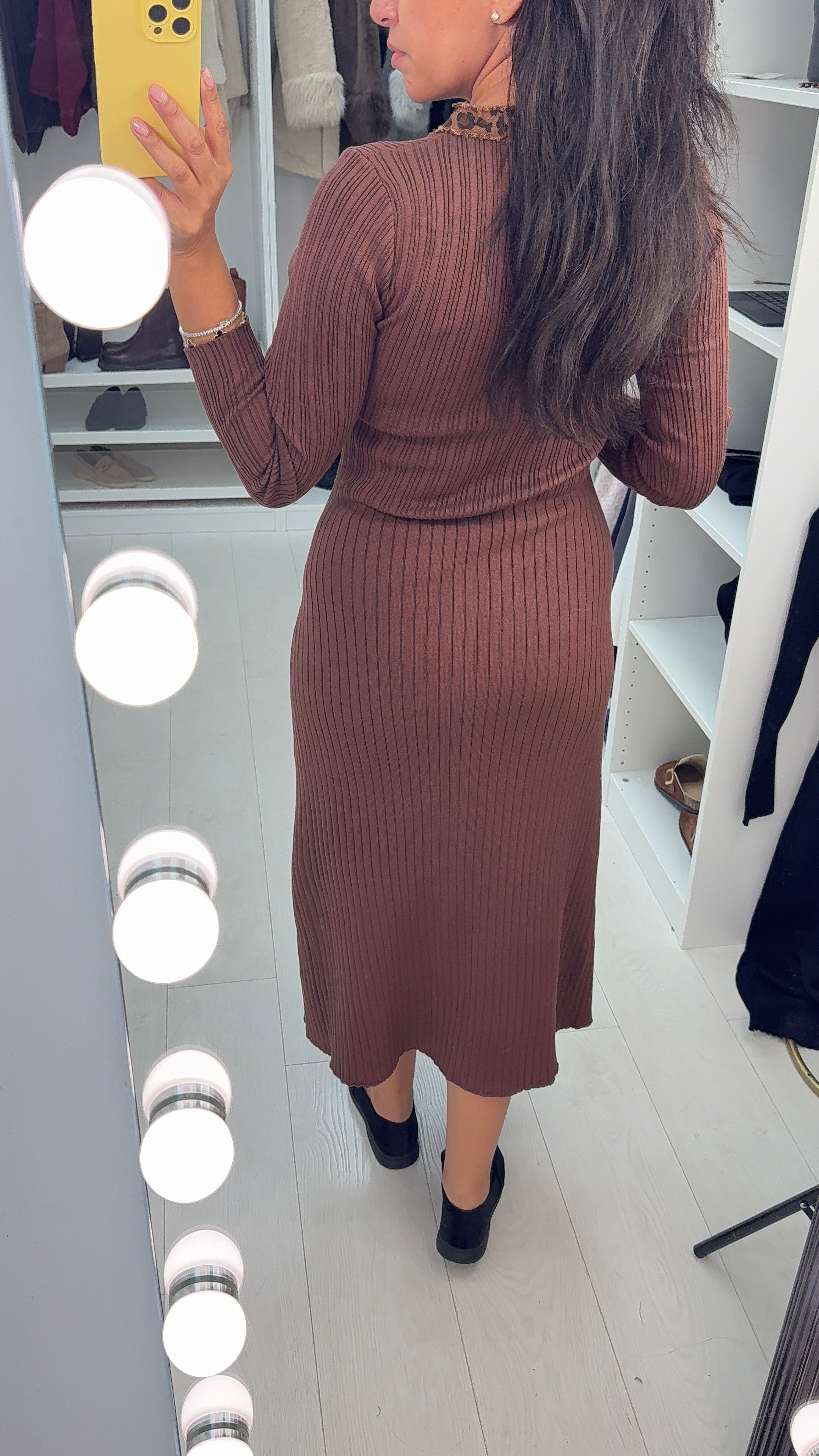 Effie Ribbed Leopard Print Detail Maxi Dress