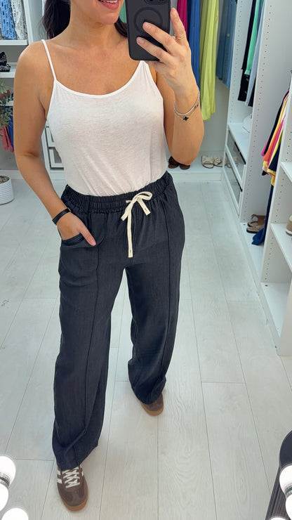 Loissa Wide Leg Soft Denim Trousers