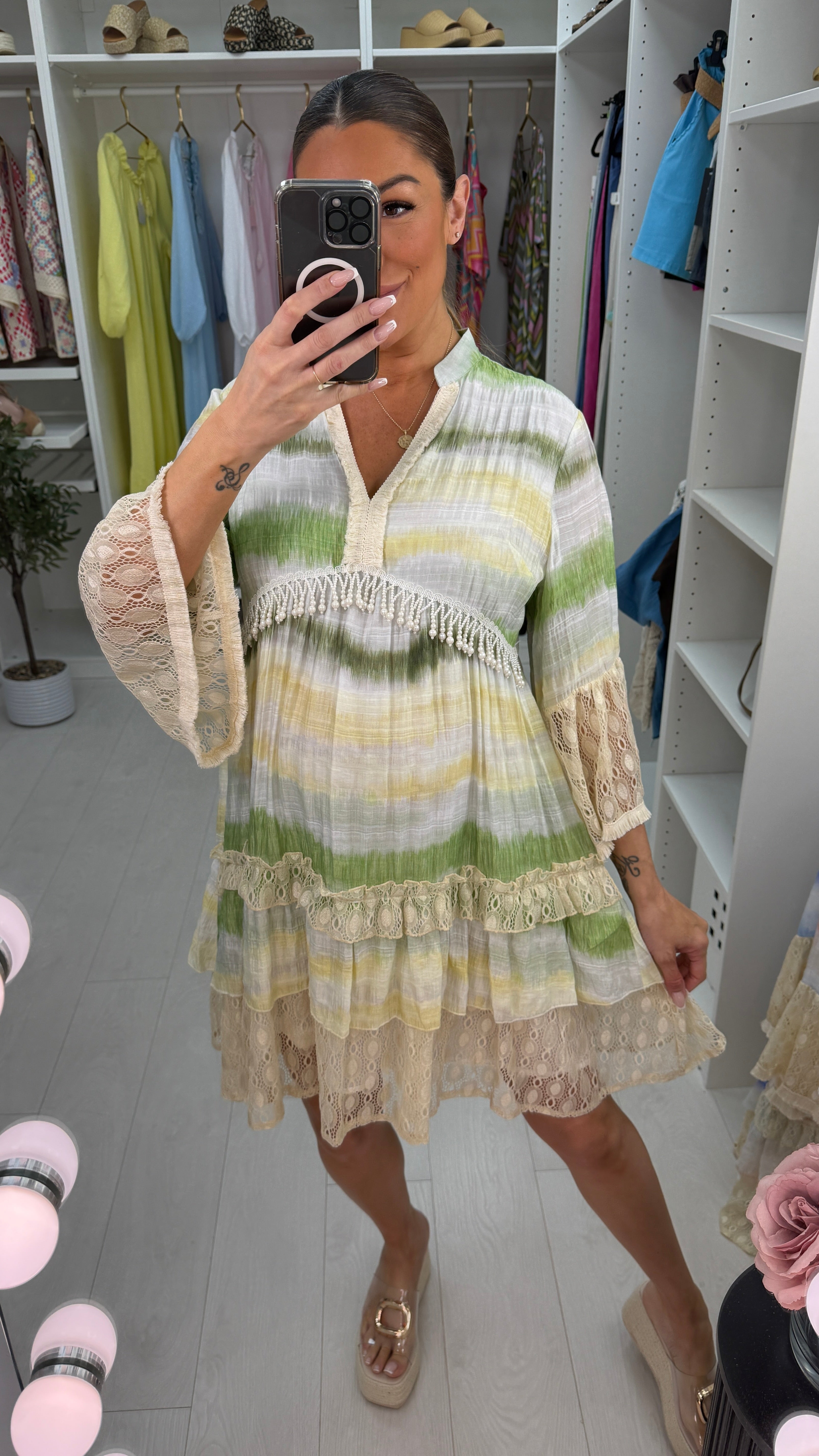 Kinsley Ombre V Neck Smock Dress