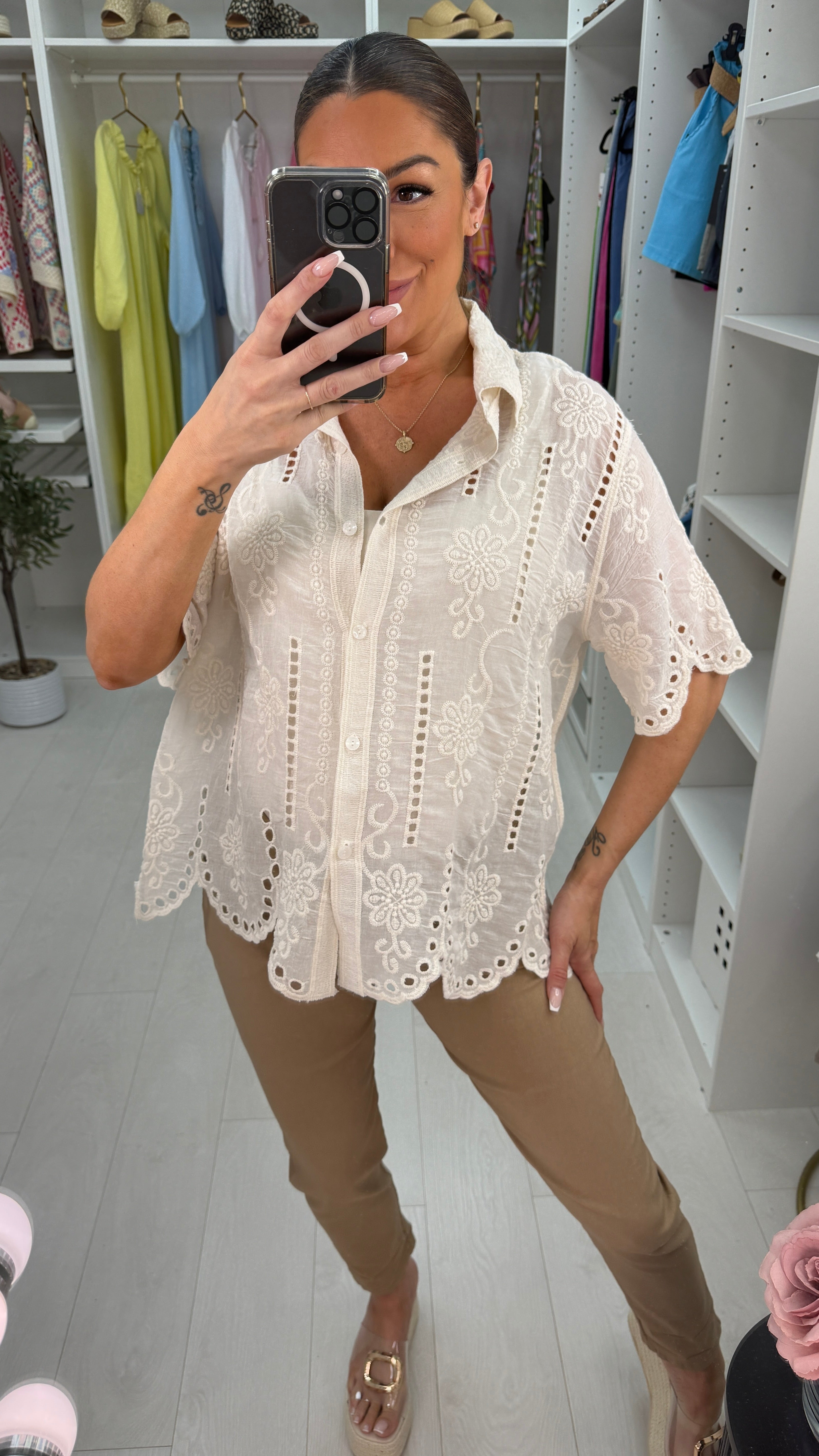 Roxanna Embroidered Detail Lightweight Shirt