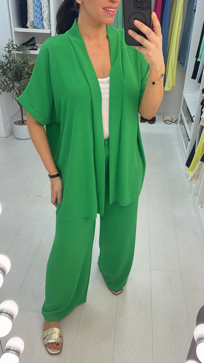 Milani Plain Longline Kimono Crepe Co-Ord Set