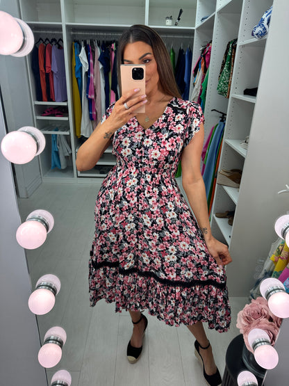 Colmar Floral Lace Detail Midi Dress