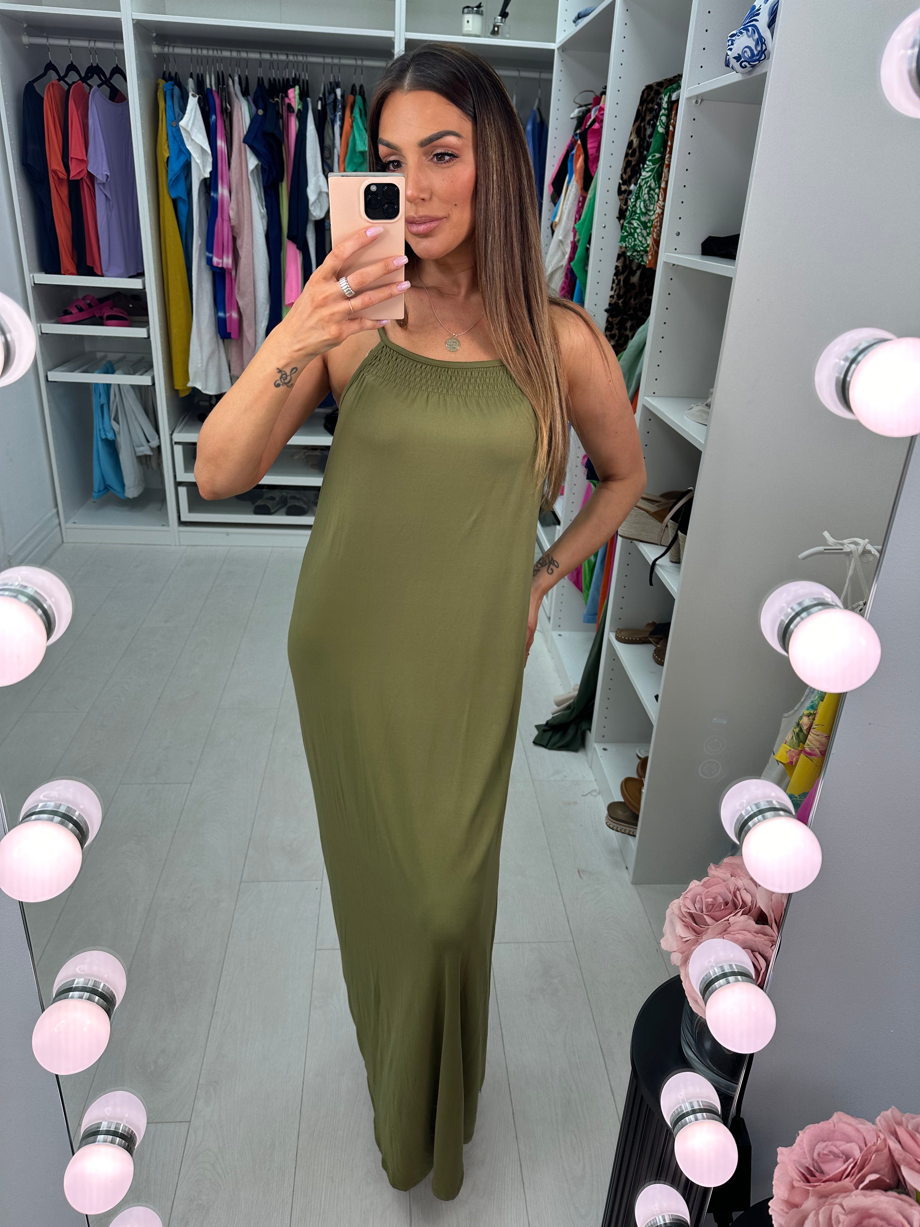 Athens Spaghetti Strap Square Neck Maxi Dress