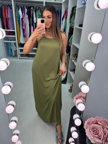 Athens Spaghetti Strap Square Neck Maxi Dress