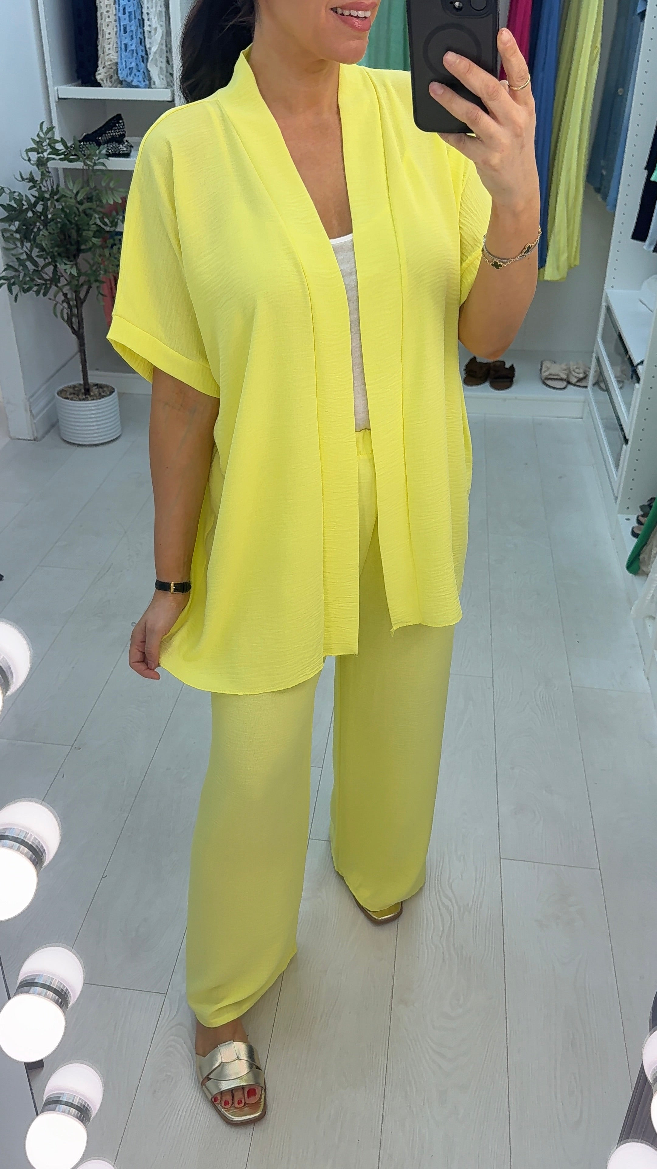 Milani Plain Longline Kimono Crepe Co-Ord Set