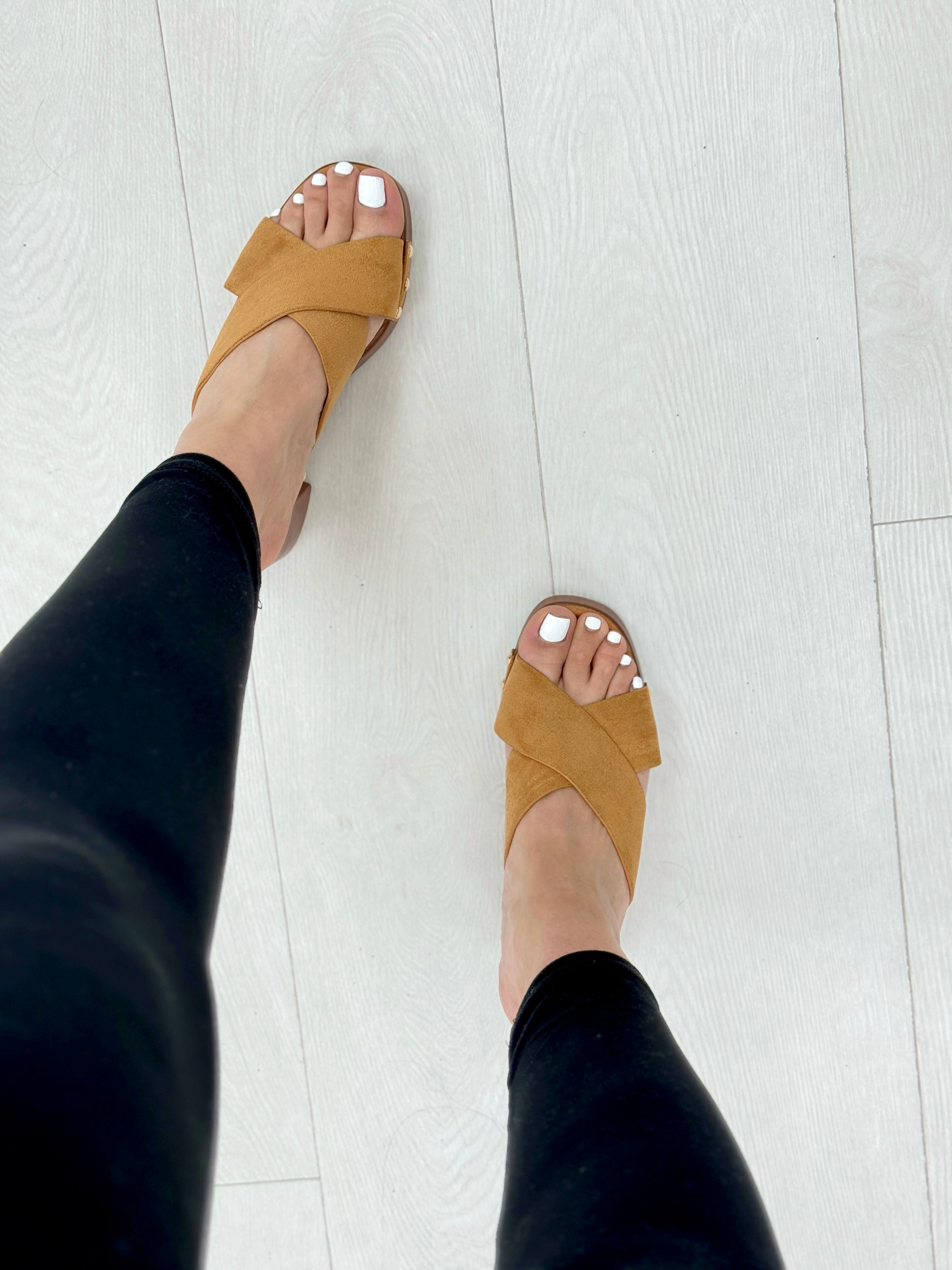 Magdalena Suede Look Wooden Heel Sandals