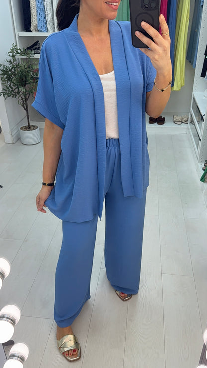 Milani Plain Longline Kimono Crepe Co-Ord Set