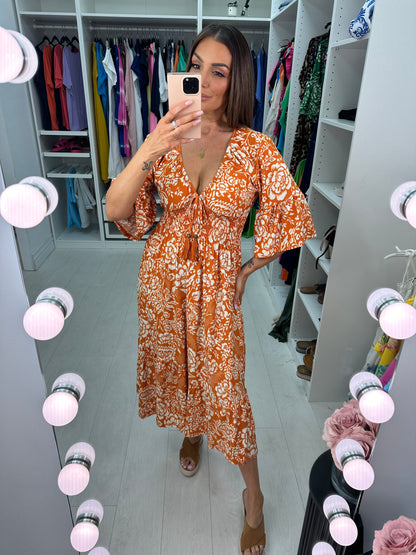 Holly Floral Tassel Tie Magic Midi Dress