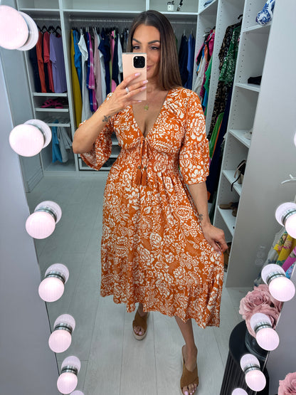 Holly Floral Tassel Tie Magic Midi Dress
