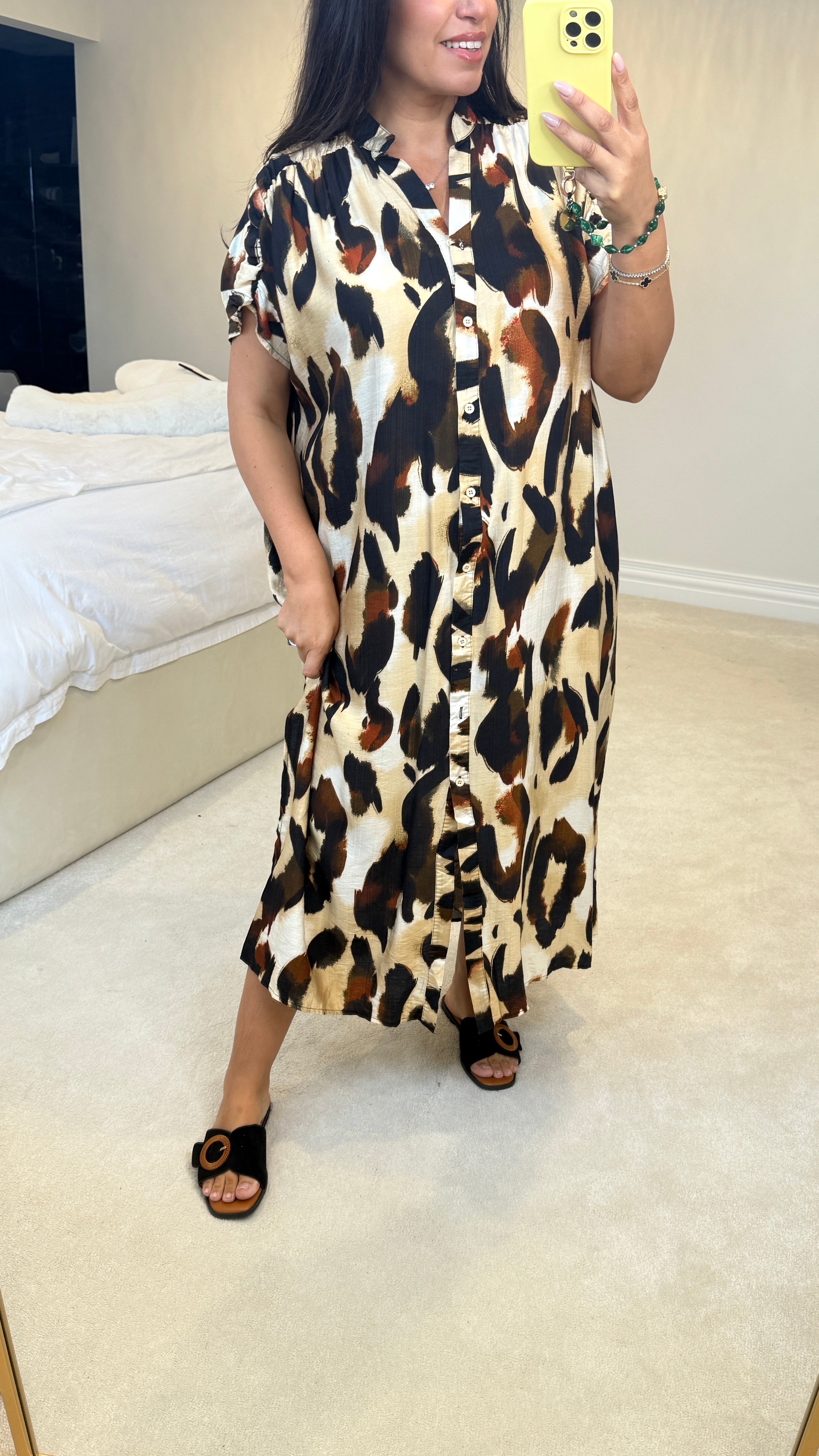 Meagan Cheetah Pattern Loose Fit Maxi Dress