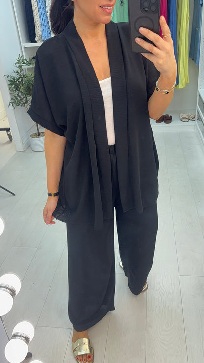 Milani Plain Longline Kimono Crepe Co-Ord Set