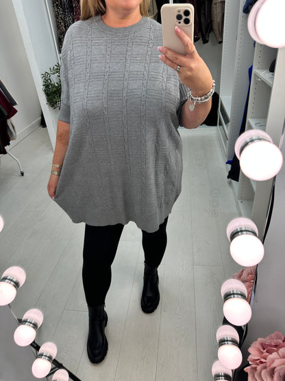Christie Plain Textured Longline Loose Fit Jumper