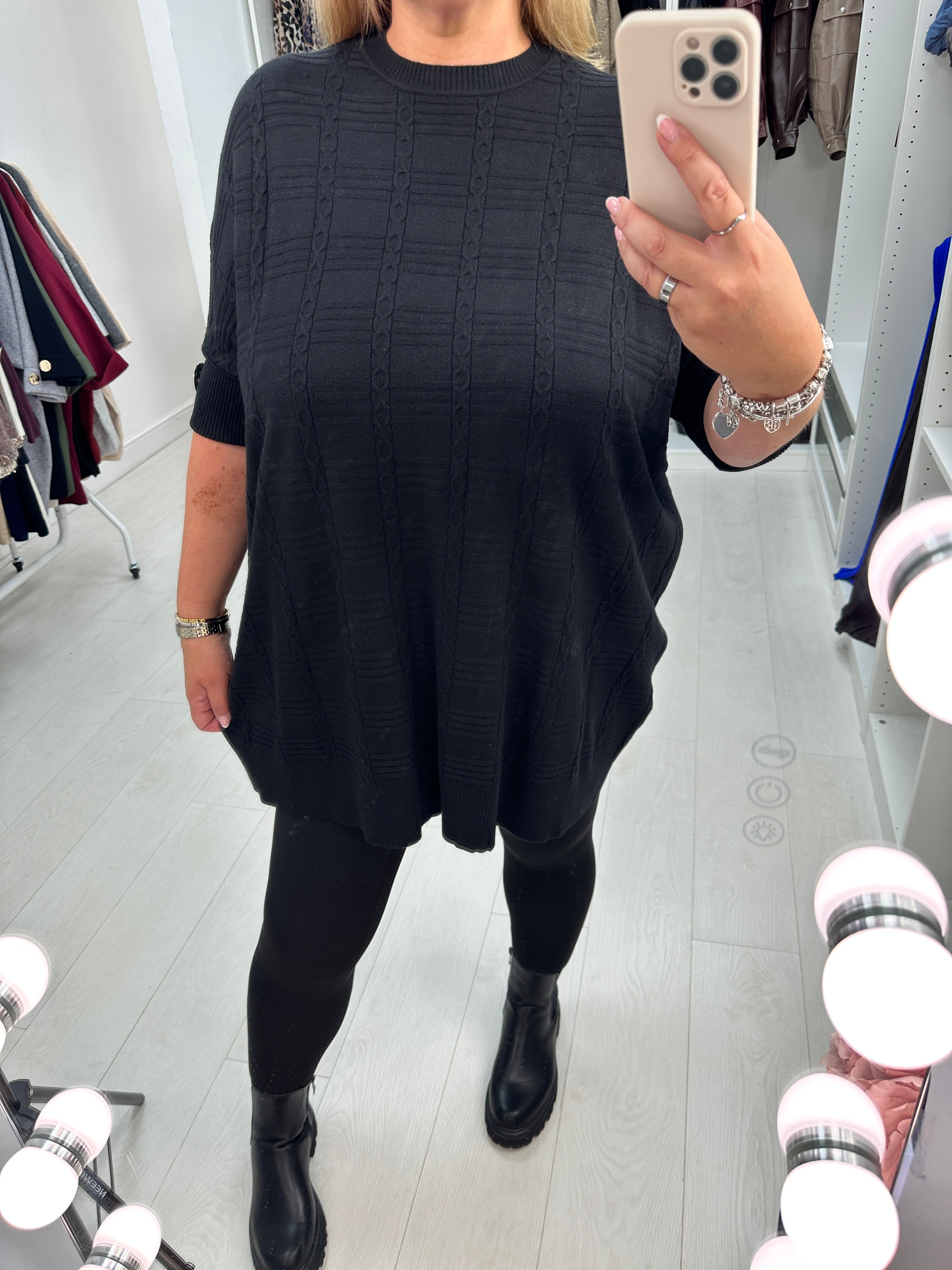 Christie Plain Textured Longline Loose Fit Jumper