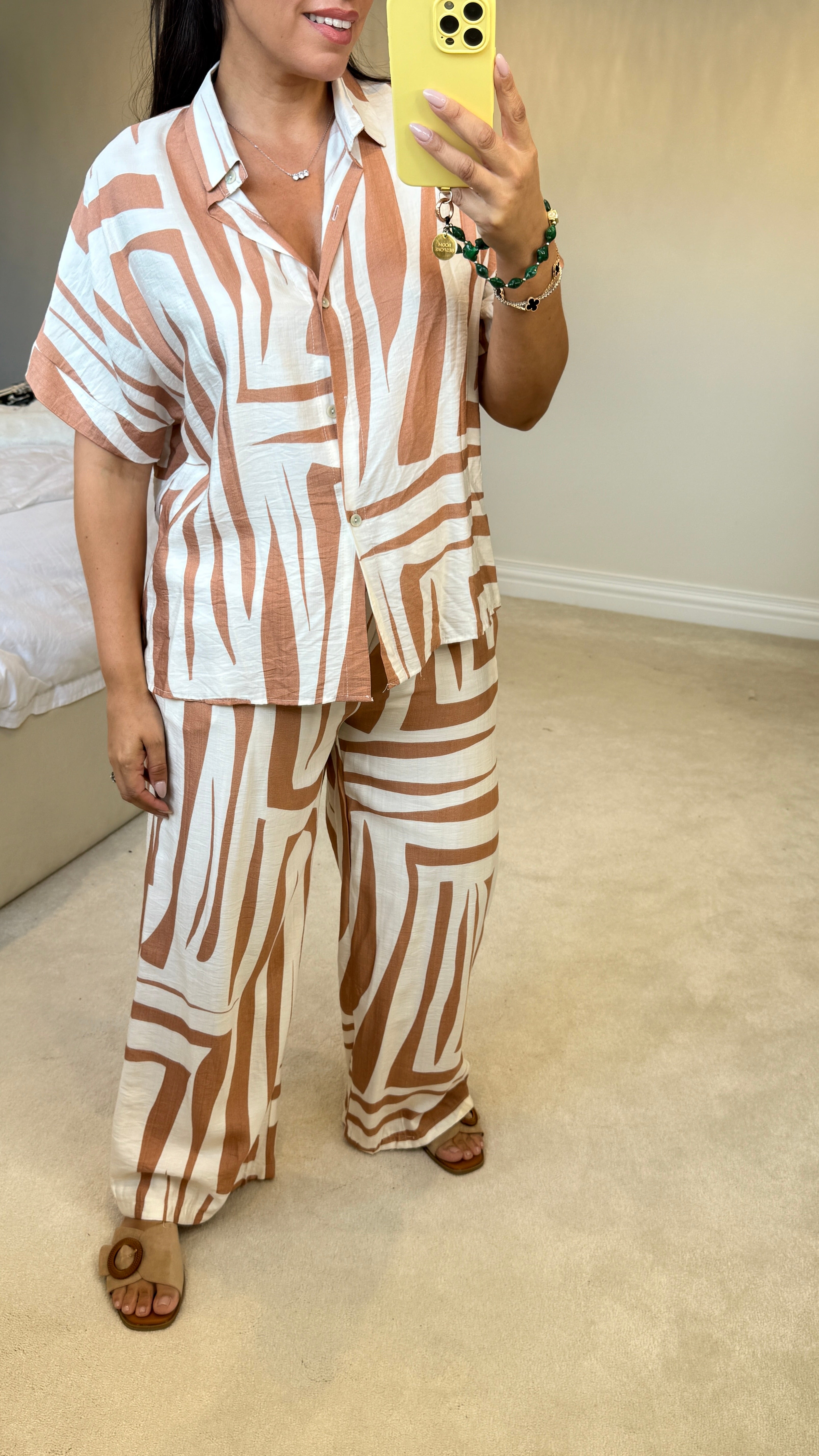 Dilly Abstract Print Shirt Co-Ord Set