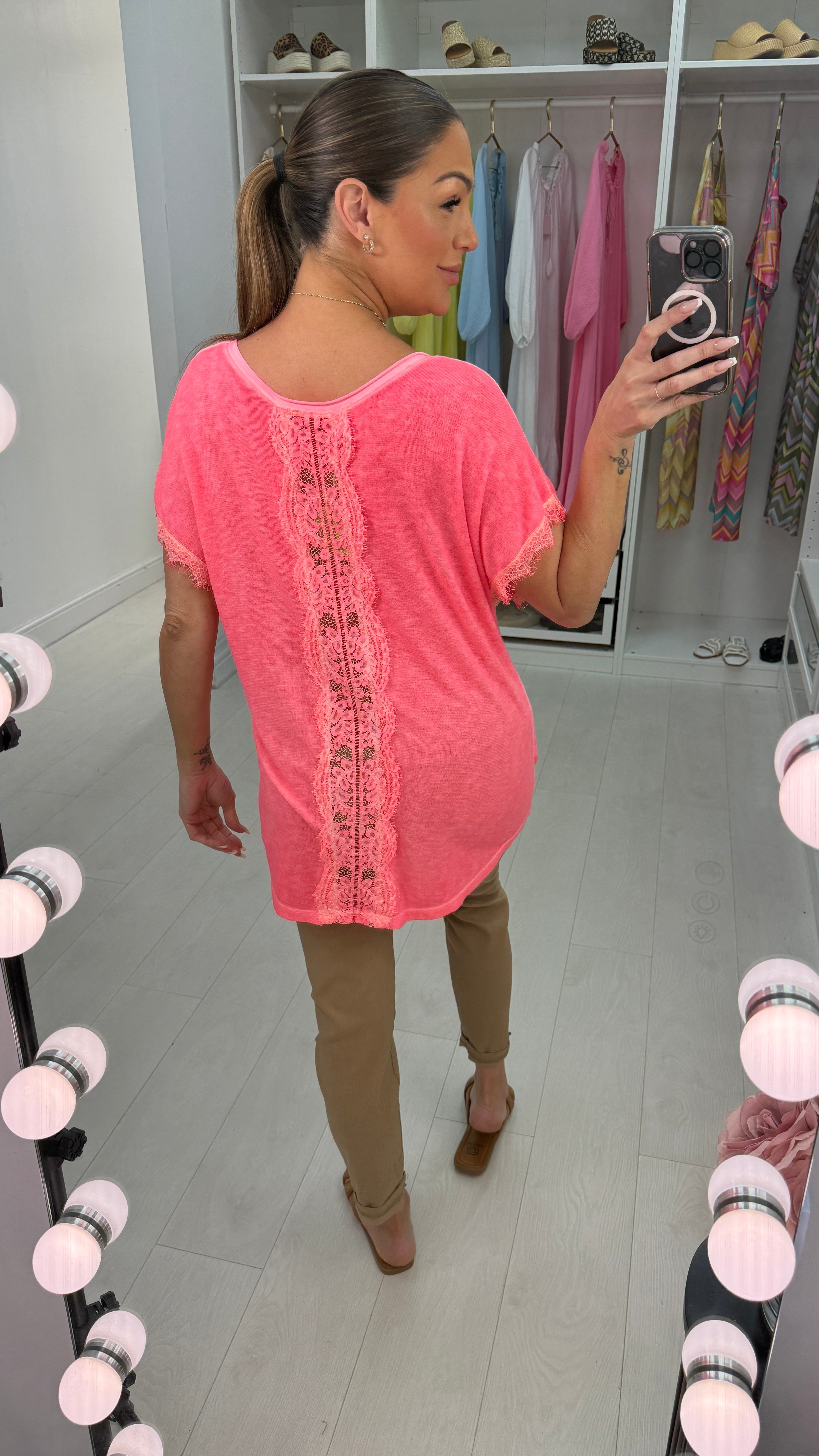 Antonia Plain Sequin Pocket V Neck T-Shirt