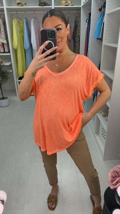 Antonia Plain Sequin Pocket V Neck T-Shirt