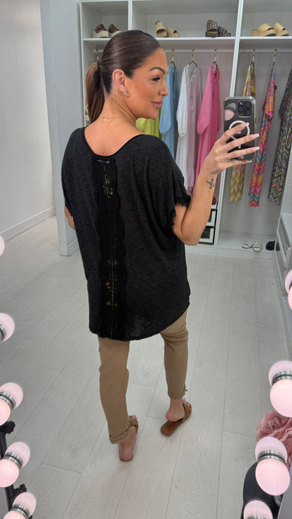 Antonia Plain Sequin Pocket V Neck T-Shirt