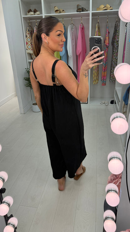 Zia Plain Wide Leg Loose Fit Jumpsuit