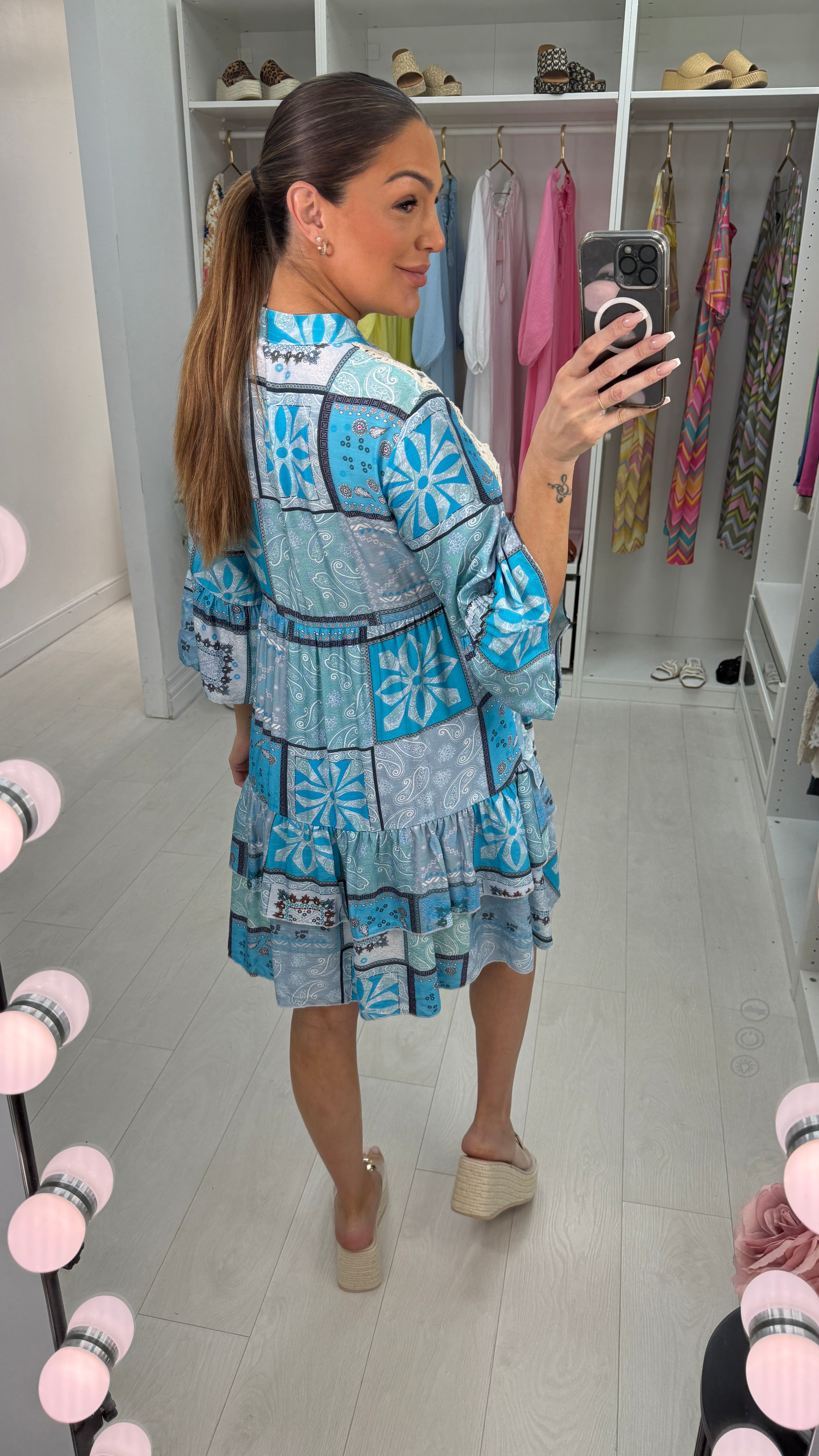 Sorrell Paisley Print Crochet Detail Smock Dress