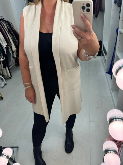 Lalita Plain Longline Pocket Front Knitted Gilet