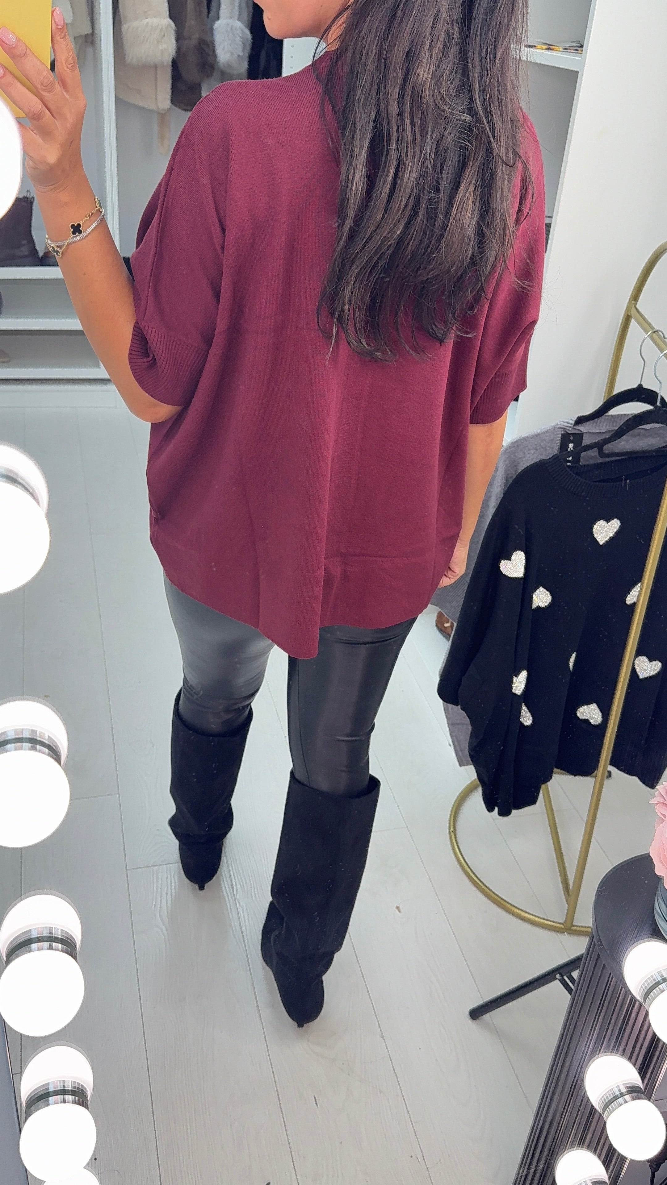 Ligia Diamante Heart Short Sleeve Loose Fit Knit Jumper