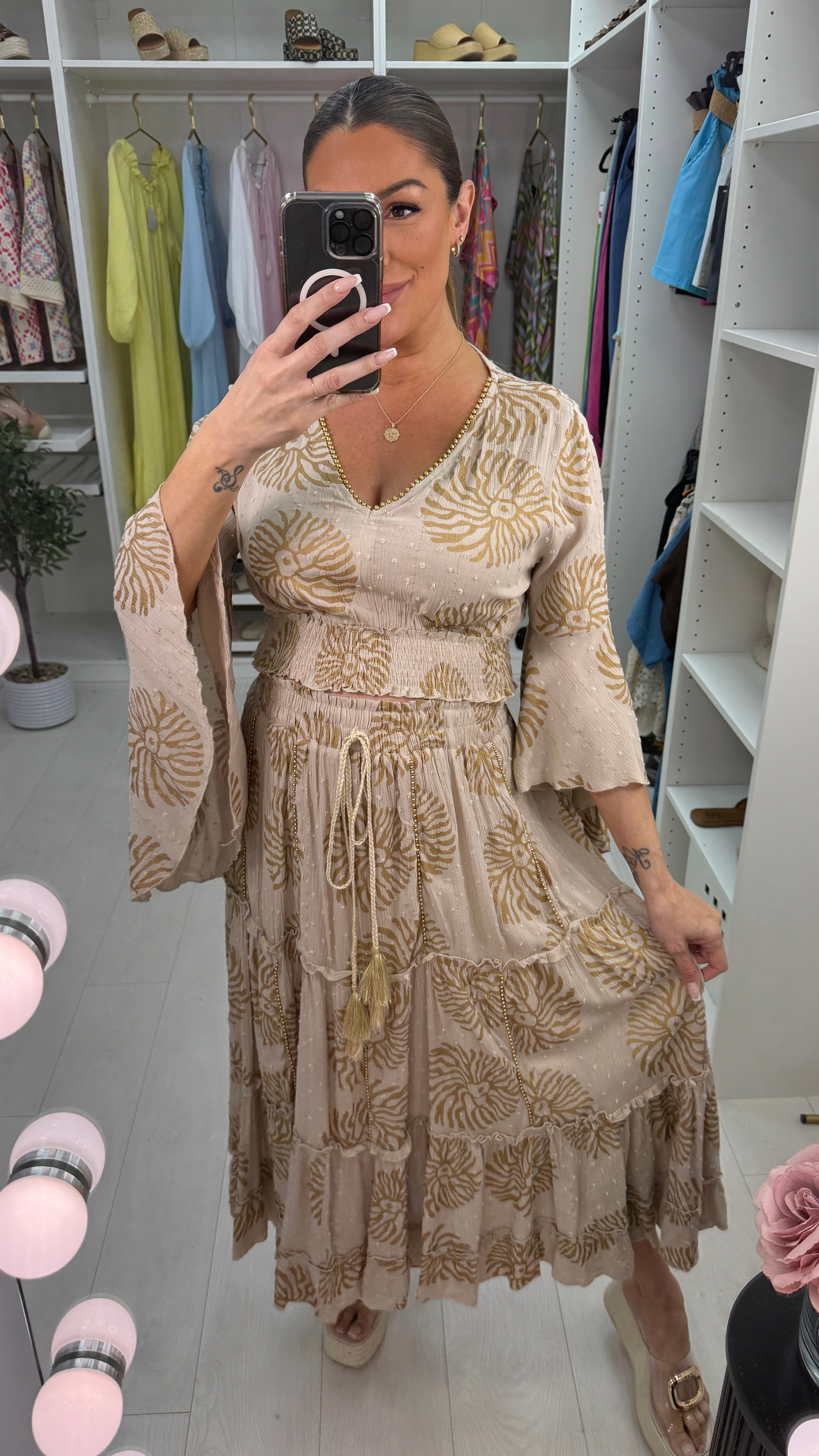 Zaphira Embellished Floaty Skirt Co-Ord Set