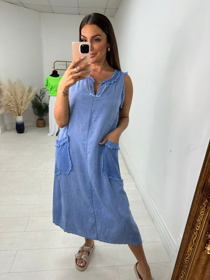 Celine Plain Frayed Pocket Front Dress