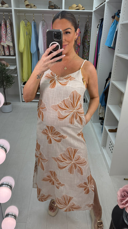 Adira Floral Embroidered Strappy Dress