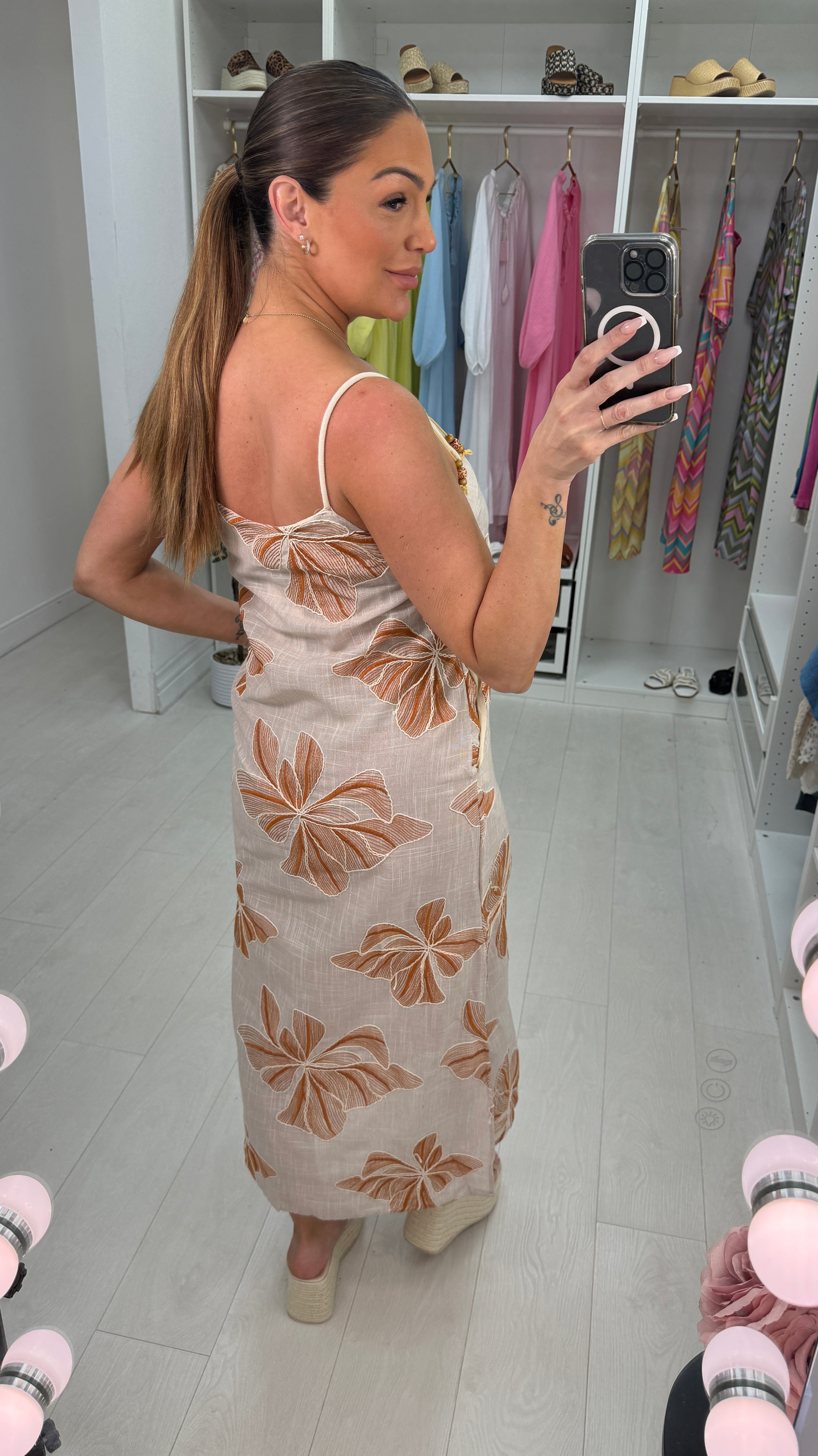Adira Floral Embroidered Strappy Dress