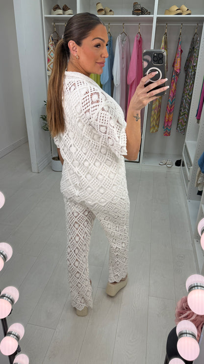 Elira Crochet Shirt & Trousers Co-Ord Set