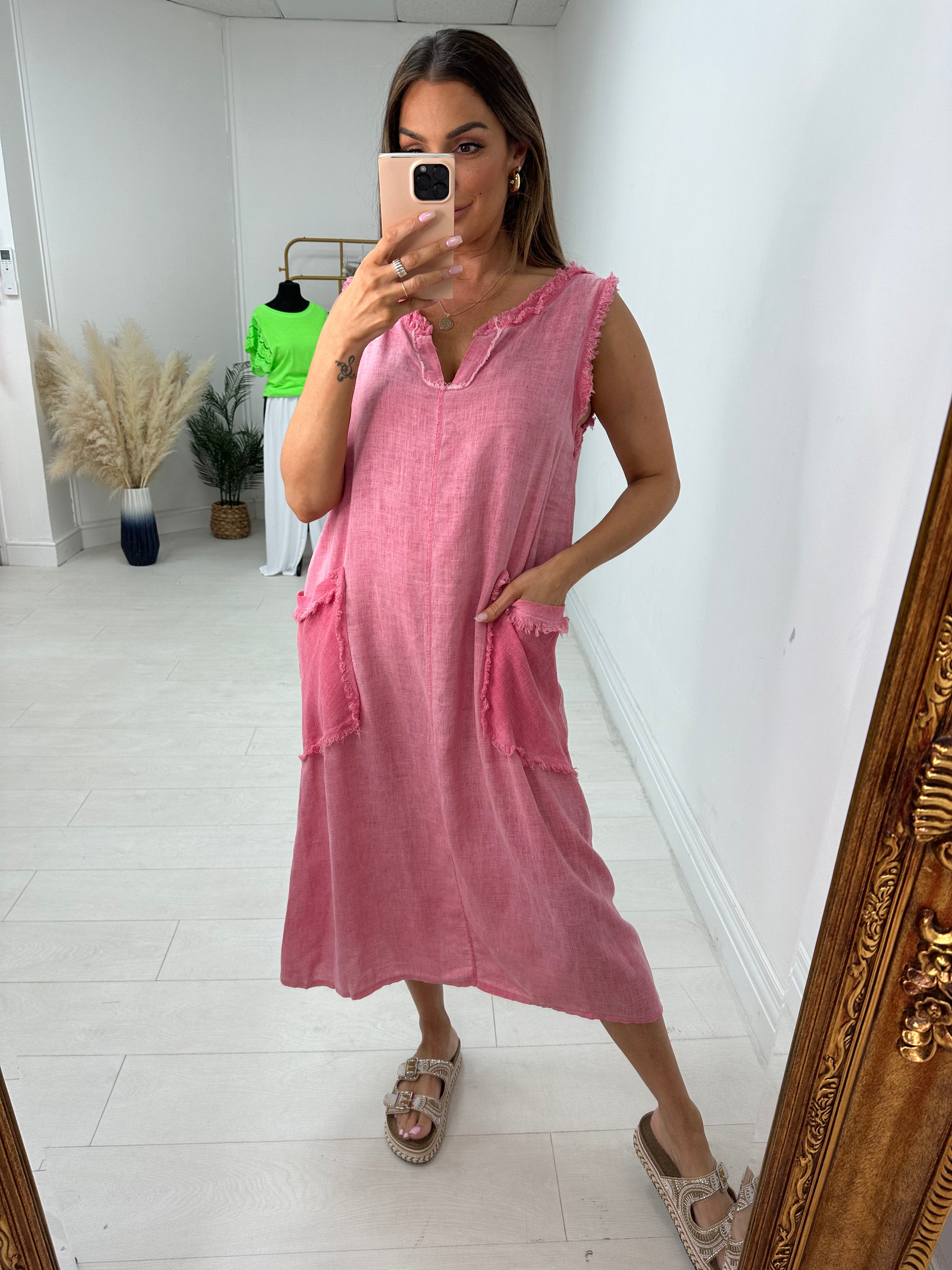 Celine Plain Frayed Pocket Front Dress