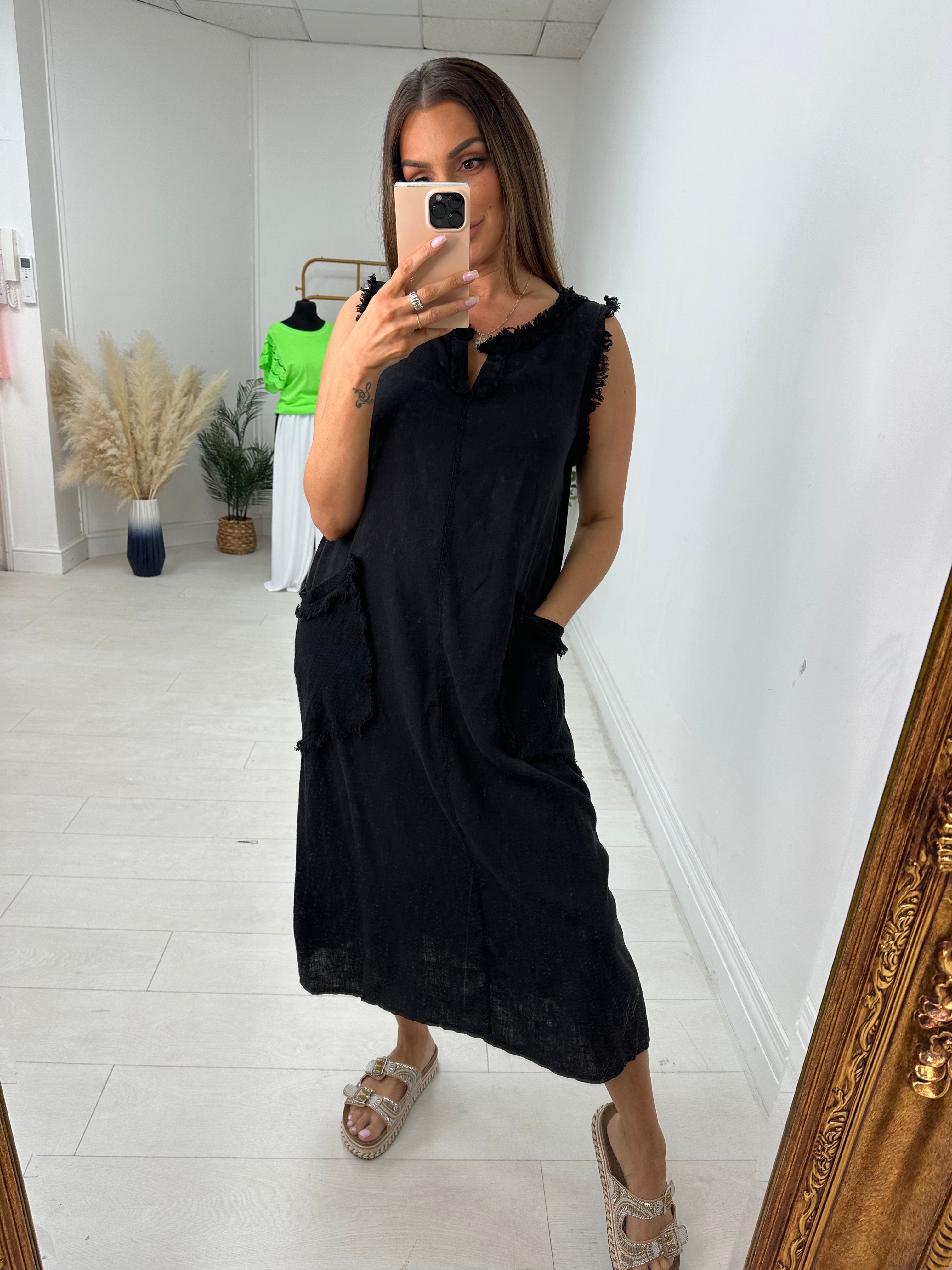 Celine Plain Frayed Pocket Front Dress