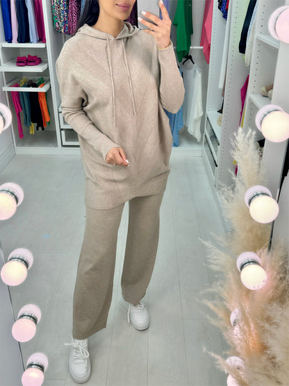 Pixie Asymmetric Detail Hooded Loungewear Set