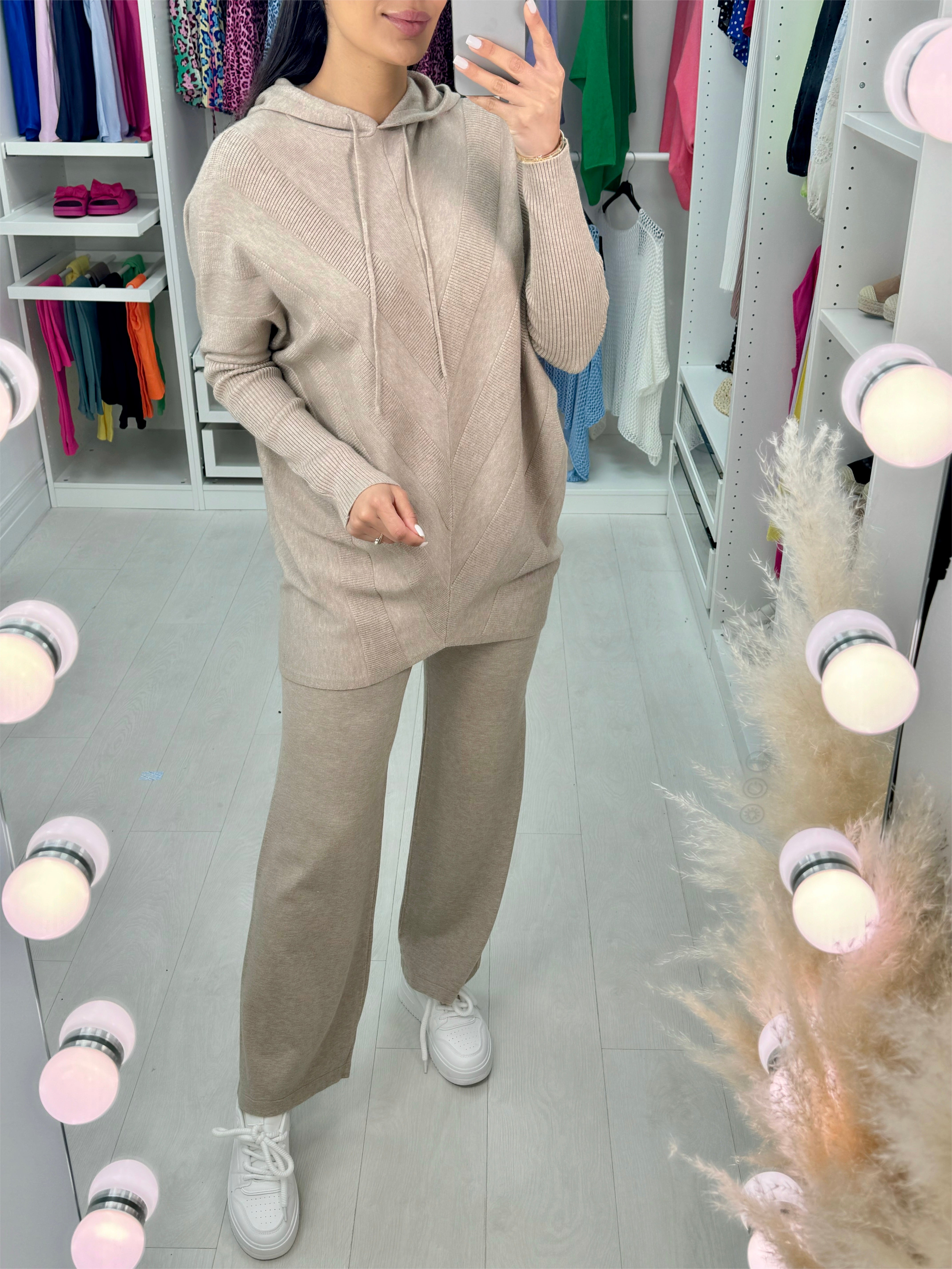 Pixie Asymmetric Detail Hooded Loungewear Set