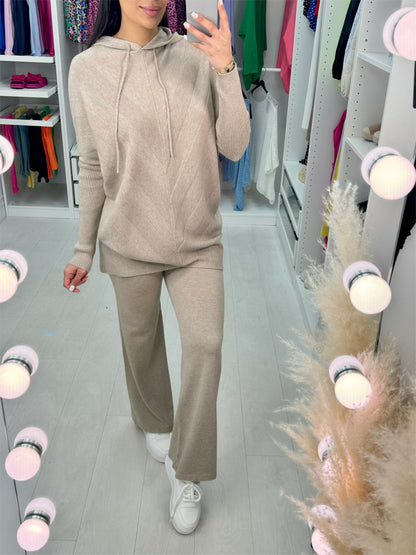 Pixie Asymmetric Detail Hooded Loungewear Set