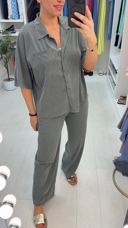 Tate Plain Loose Fit Button Front Shirt