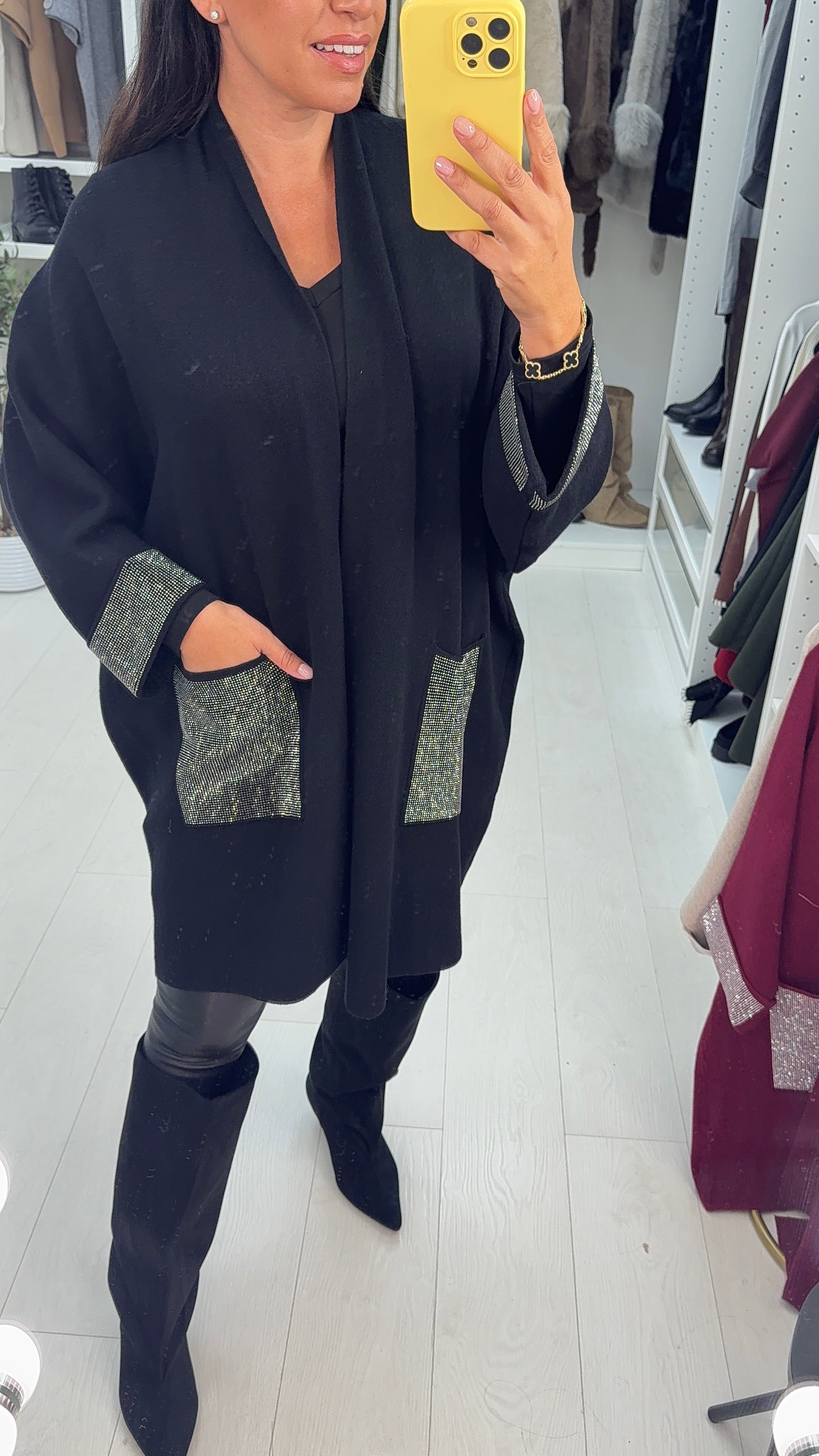 Marta Diamante Detail Front Pocket Cardigan