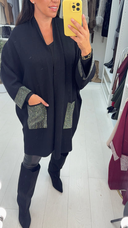 Marta Diamante Detail Front Pocket Cardigan