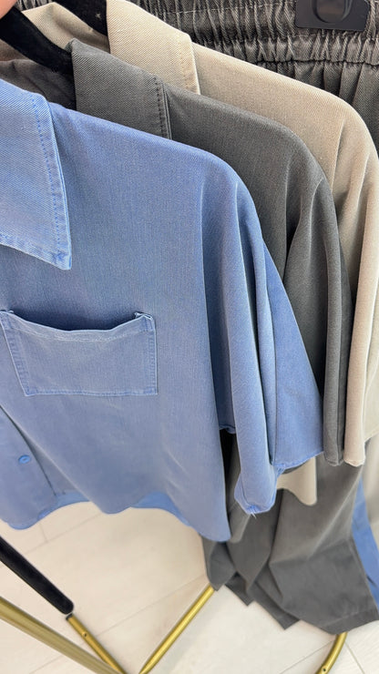 Tate Plain Loose Fit Button Front Shirt
