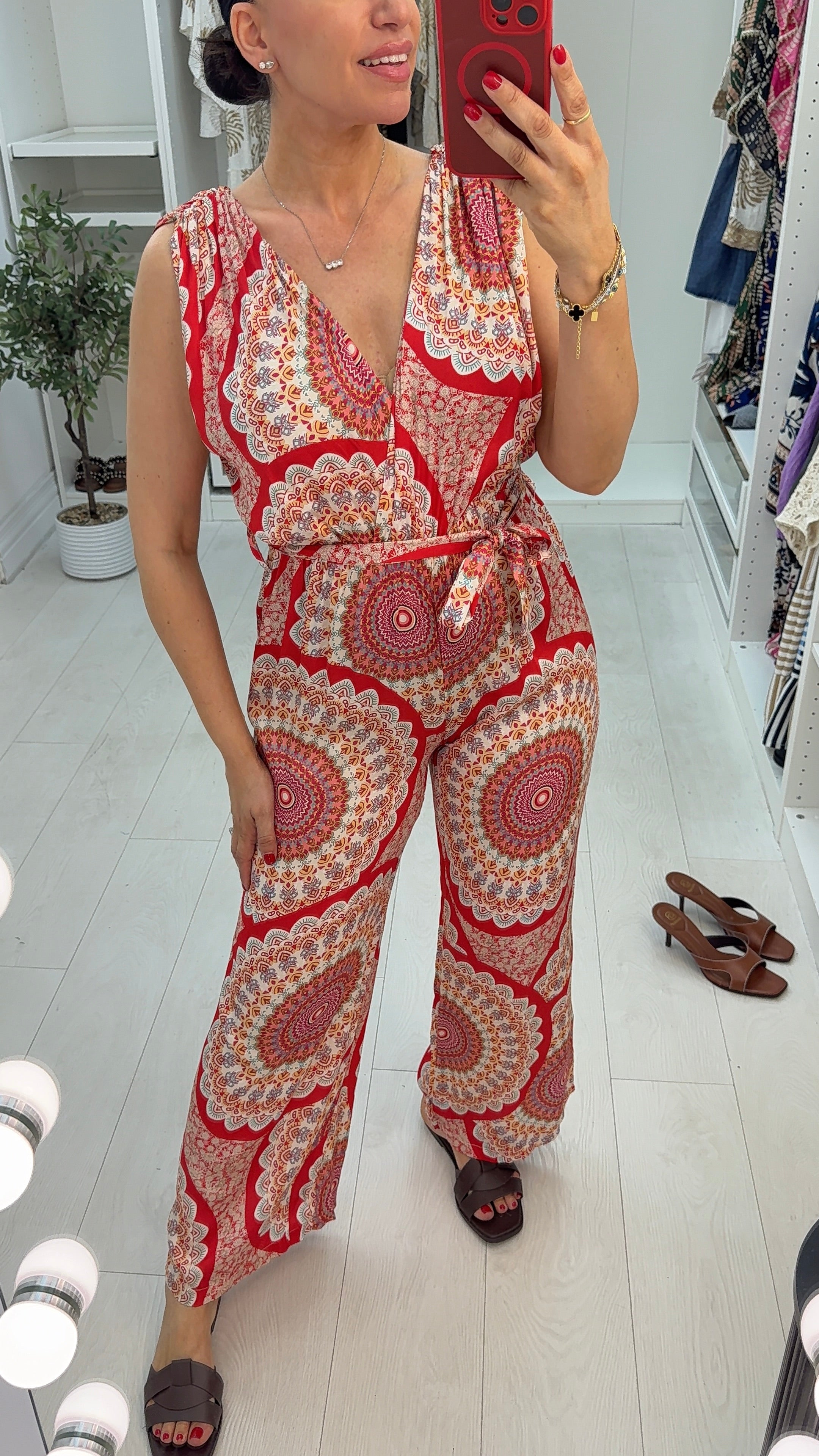 Malta Silk Scarf Print Grecian Style Jumpsuit