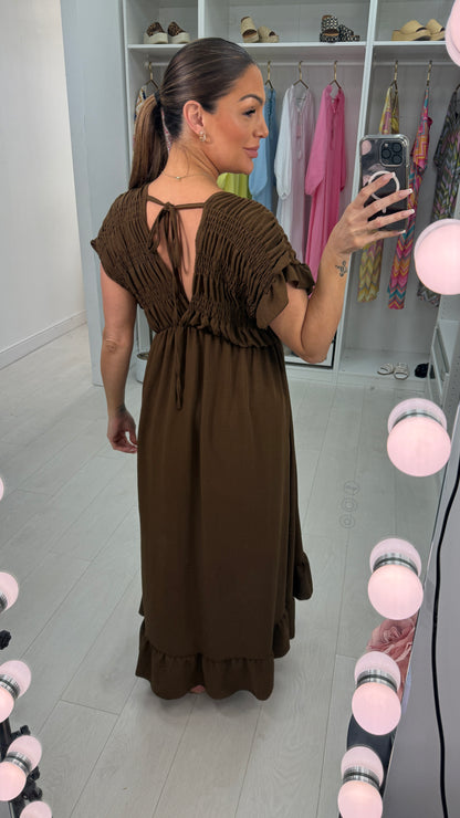 Isabeau Plain Deep V Neck Maxi Dress