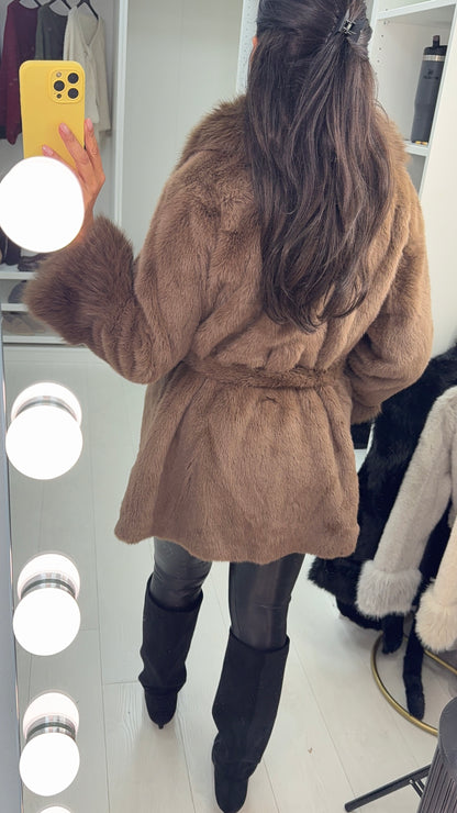 Manuela Faux Fur Belted Coat
