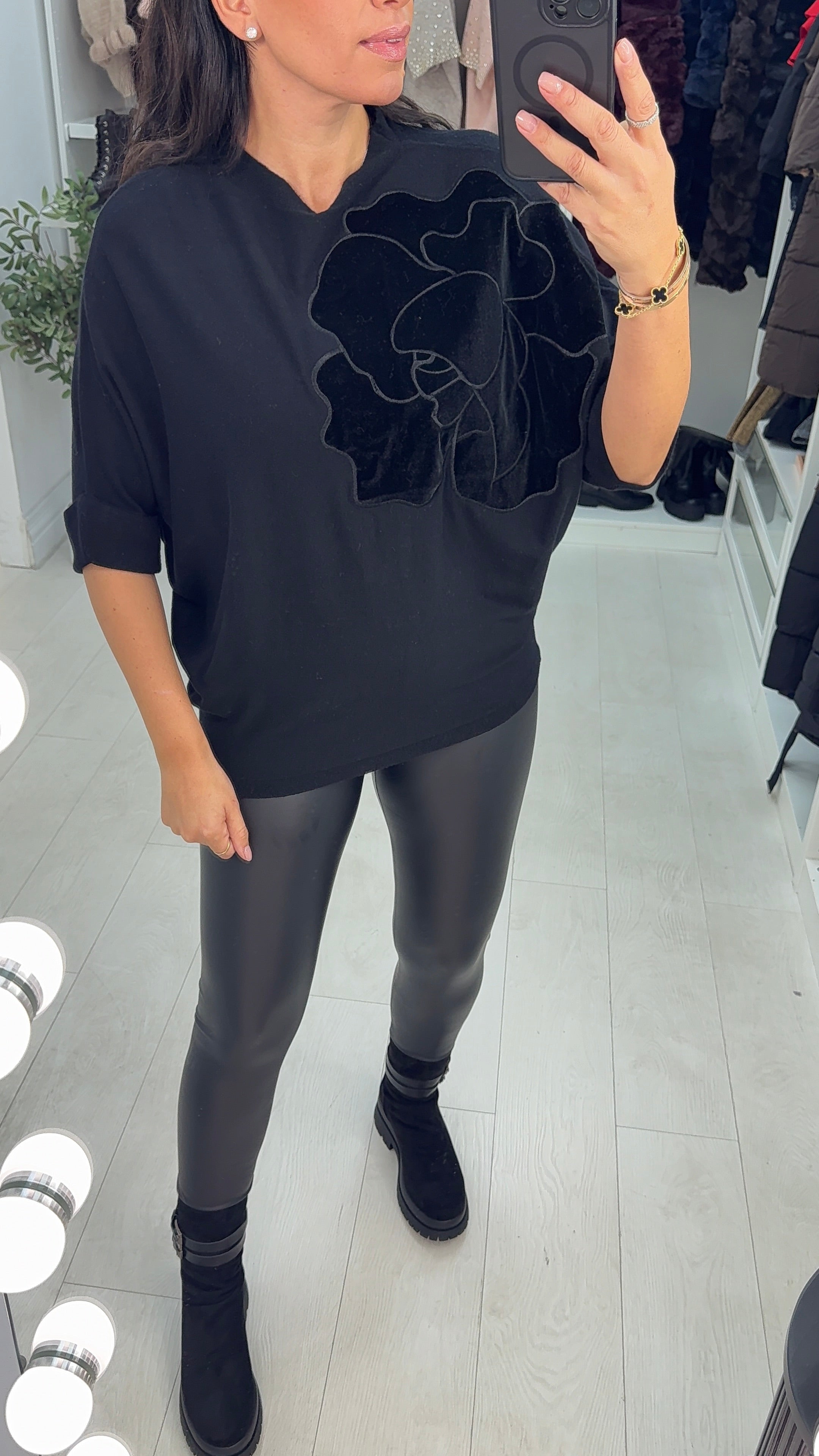 Remi Floral Detailed 3/4 Sleeve Jumper