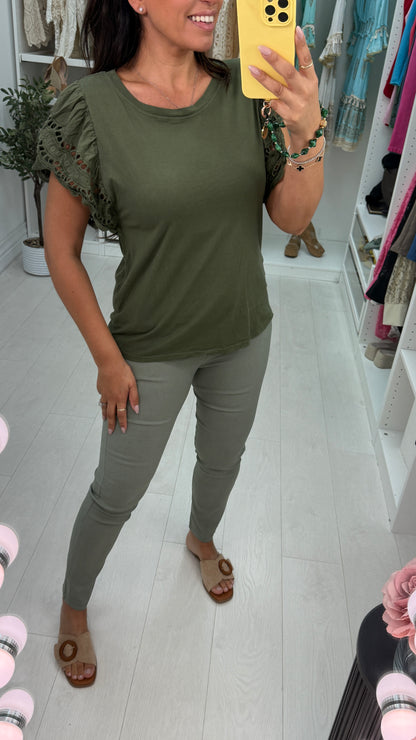 Kimberly Crochet Sleeve T-shirt