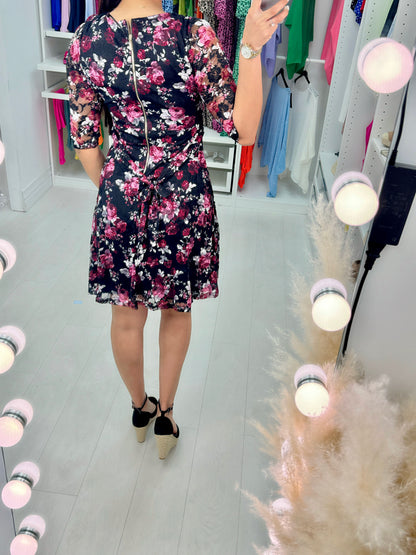 Victoria Lace Detail Floral Print Dress