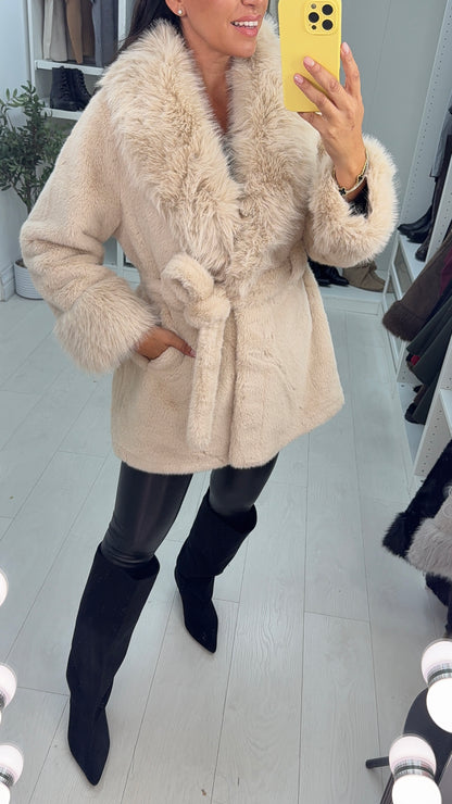 Manuela Faux Fur Belted Coat