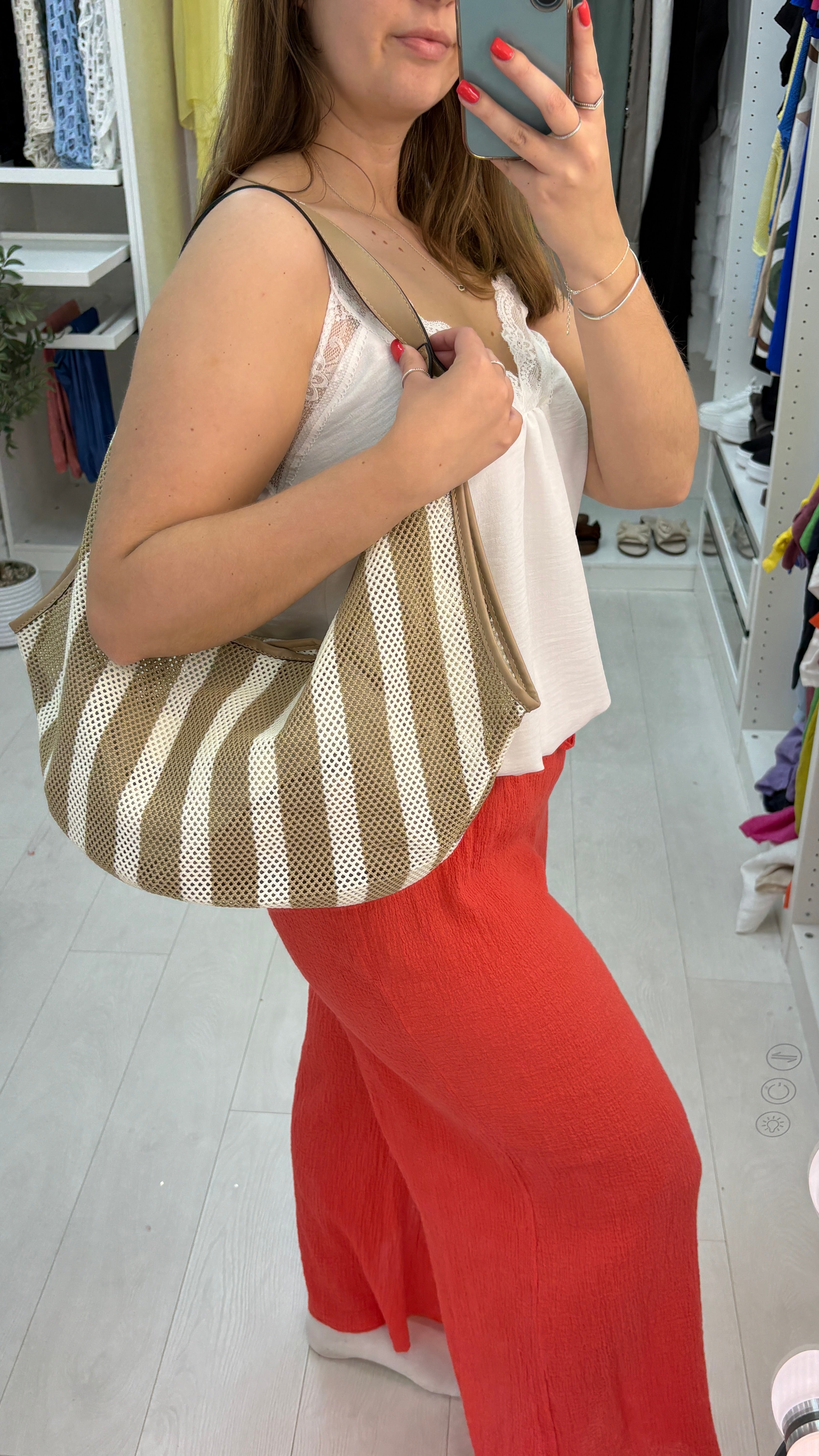 Felicity Striped Slouchy Shoulder Bag