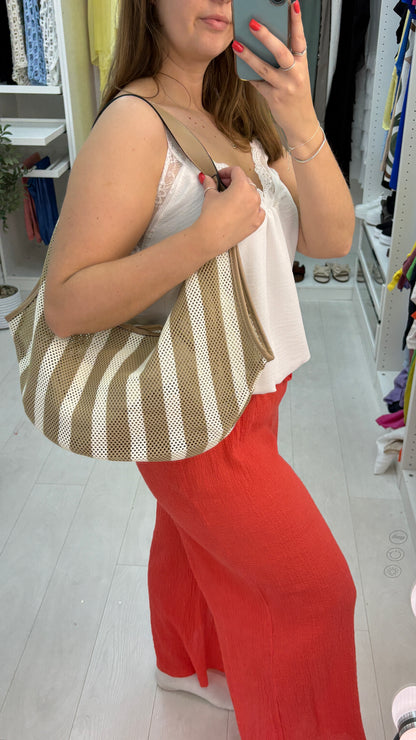 Felicity Striped Slouchy Shoulder Bag