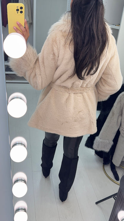 Manuela Faux Fur Belted Coat